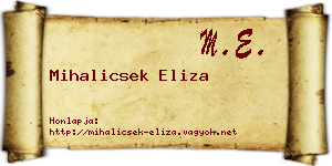 Mihalicsek Eliza névjegykártya